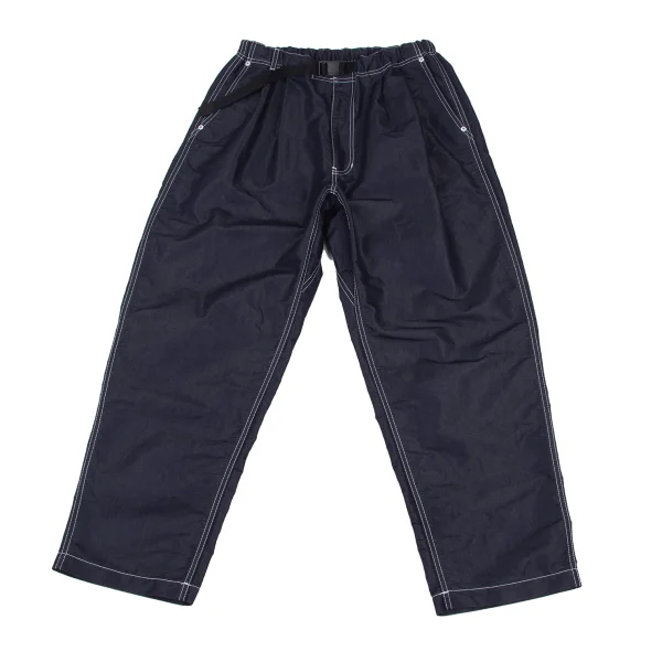 COMME des GARCONS HOMME Cotton Poly Belted Shiny Pants Navy S K-166945_001