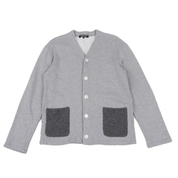 COMME des GARCONS HOMME DEUX Felt Pocket Sweatshirt Cardigan Grey M K-166949_001
