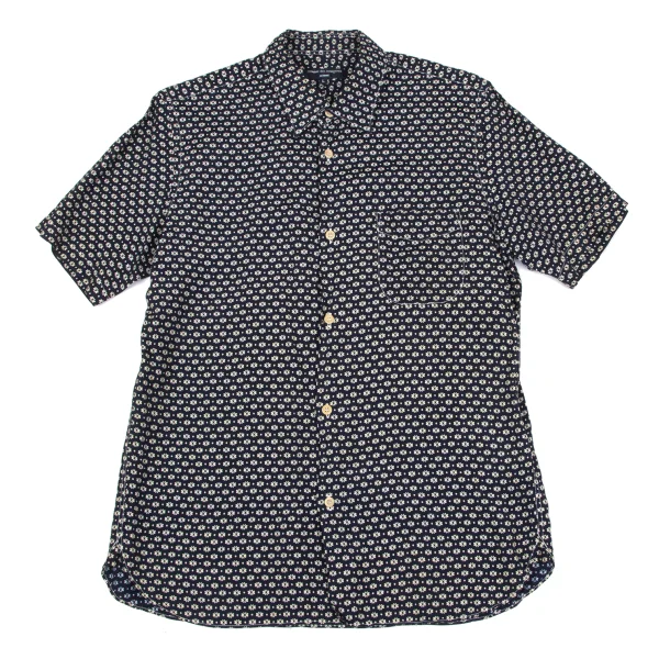 COMME des GARCONS HOMME Rayon Printed Short Sleeve Shirt Navy,Ivory L K-166961_001