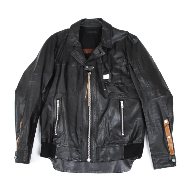 UNDERCOVER ISM Switching Design Leather Jacket Black 3 K-166971_001
