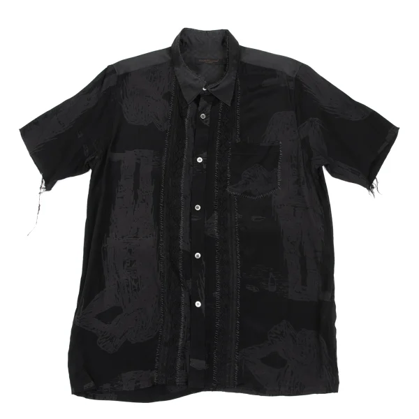 UNDERCOVER ISM Stitched Cutting Design Short Sleeve Shirt Black L K-166972_001