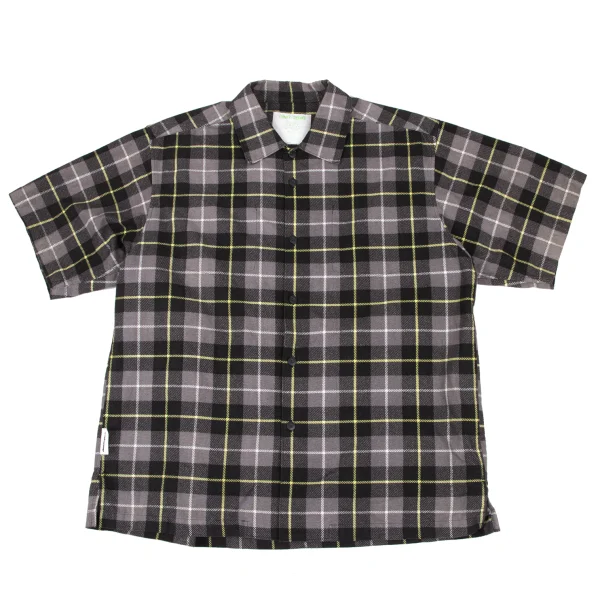 UNDERCOVER CHAOTIC DISCORD Cotton Check Short-sleeved Shirt Grey,Yellow M K-166975_001