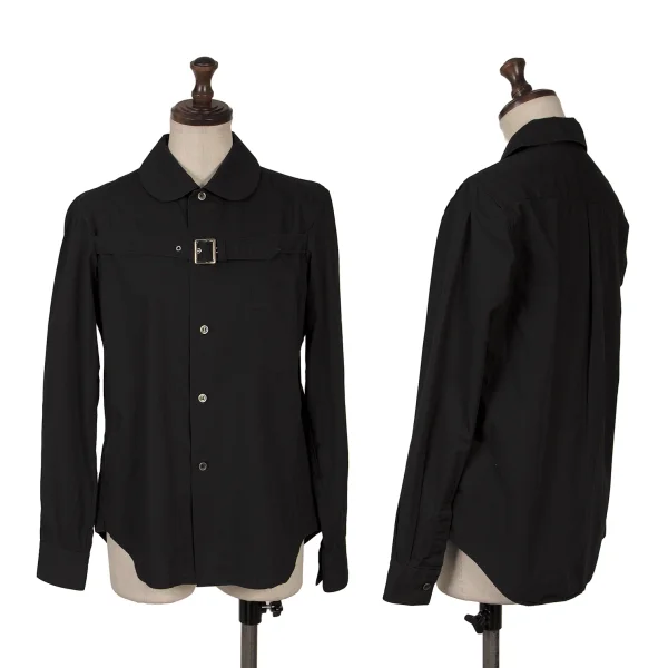 BLACK COMME des GARCONS Cotton Belted Round Collar Shirt Black XS K-166977_001