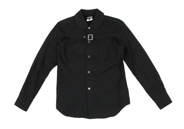 BLACK COMME des GARCONS Cotton Belted Round Collar Shirt K-166977_002