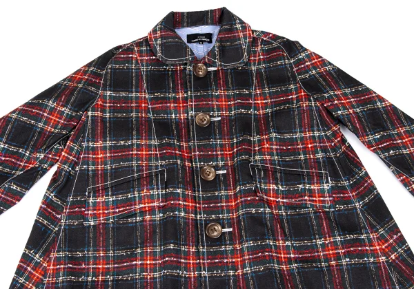 tricot COMME des GARCONS Check Knit Trompe l'oeil Cotton Coat K-166986_003