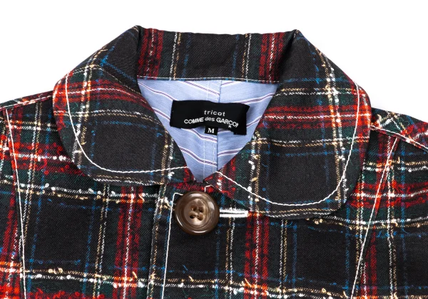 tricot COMME des GARCONS Check Knit Trompe l'oeil Cotton Coat K-166986_004