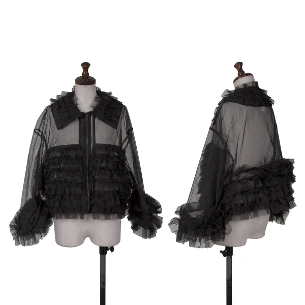 noir kei ninomiya Poly Mesh Frill Zip Jacket Black S K-166988_001