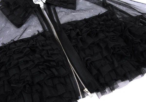 noir kei ninomiya Poly Mesh Frill Zip Jacket K-166988_009