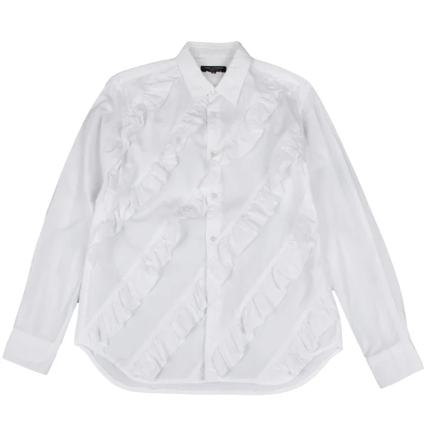 COMME des GARCONS HOMME PLUS Bias Frill Cotton Shirt White XS K-166990_001