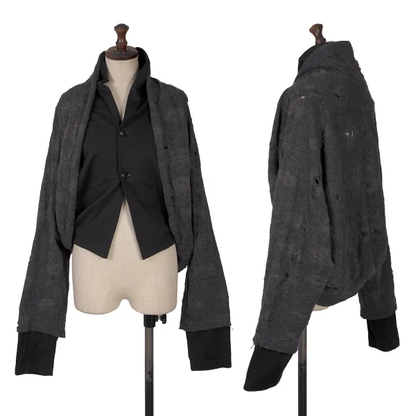 Y's Clash Layered Cardigan Grey 2 K-166995_001