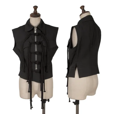 B Yohji Yamamoto Wool Gabardine China Button Sleeveless Jacket