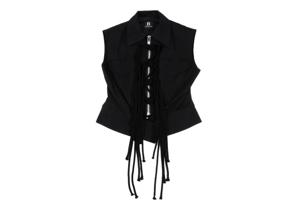 B Yohji Yamamoto Wool Gabardine China Button Sleeveless Jacket K-167000_002