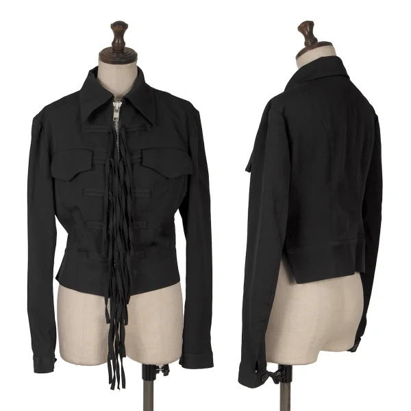 B Yohji Yamamoto Wool Gabardine Cord Short Jacket Black 1 K-167001_001