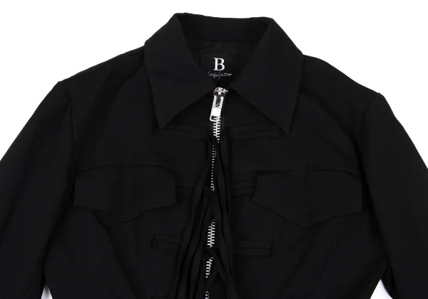 B Yohji Yamamoto Wool Gabardine Cord Short Jacket K-167001_003