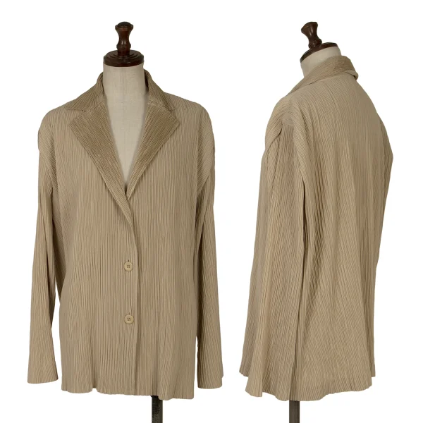 ISSEY MIYAKE Crepe Pleated 3B Jacket Beige 3 K-167005_001