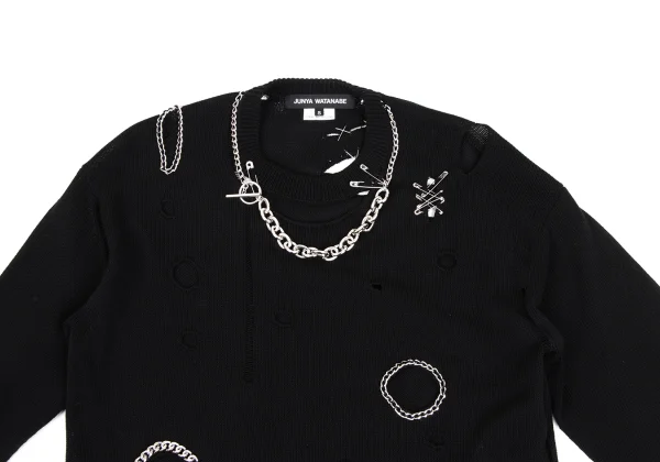 JUNYA WATANABE Chain Embellished Crash Knit Sweater K-167006_003
