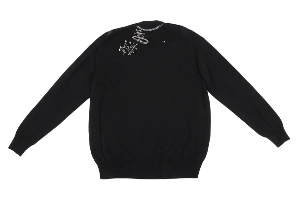 JUNYA WATANABE Chain Embellished Crash Knit Sweater K-167006_015