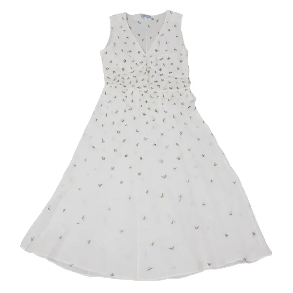 PRADA Embroidery Sleeveless See-through Dress K-167008_002