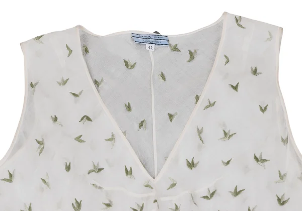 PRADA Embroidery Sleeveless See-through Dress K-167008_005