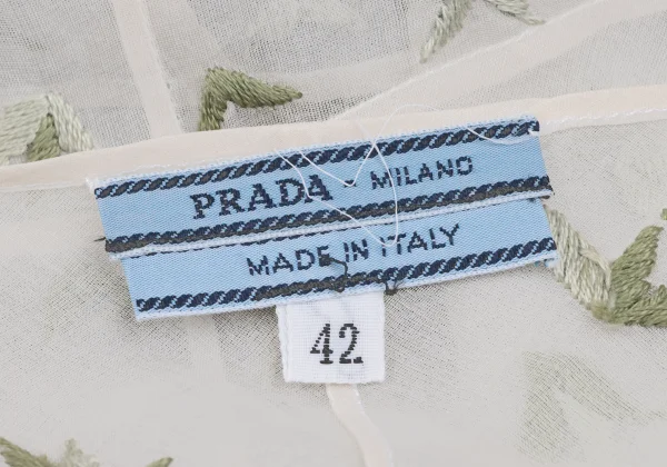 PRADA Embroidery Sleeveless See-through Dress K-167008_020