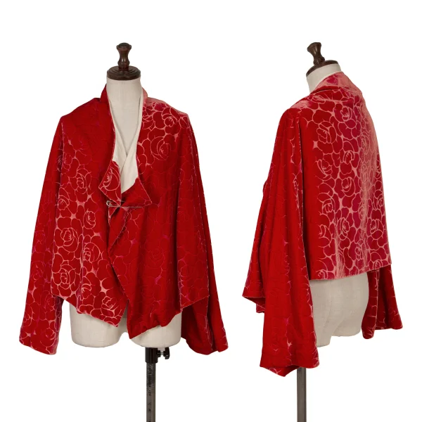 COMME des GARCONS Rose Flocked Buttonless Jacket Red S K-167009_001
