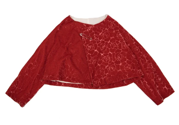 COMME des GARCONS Rose Flocked Buttonless Jacket K-167009_002