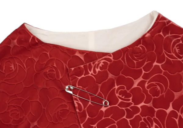 COMME des GARCONS Rose Flocked Buttonless Jacket K-167009_004