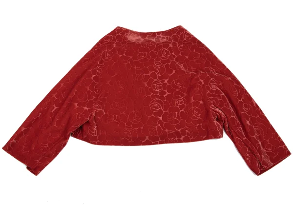 COMME des GARCONS Rose Flocked Buttonless Jacket K-167009_013