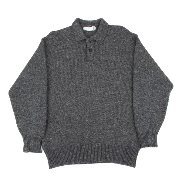 COMME des GARCONS HOMME Wool Nylon Polo Knit Sweater Grey S-M K-167011_001