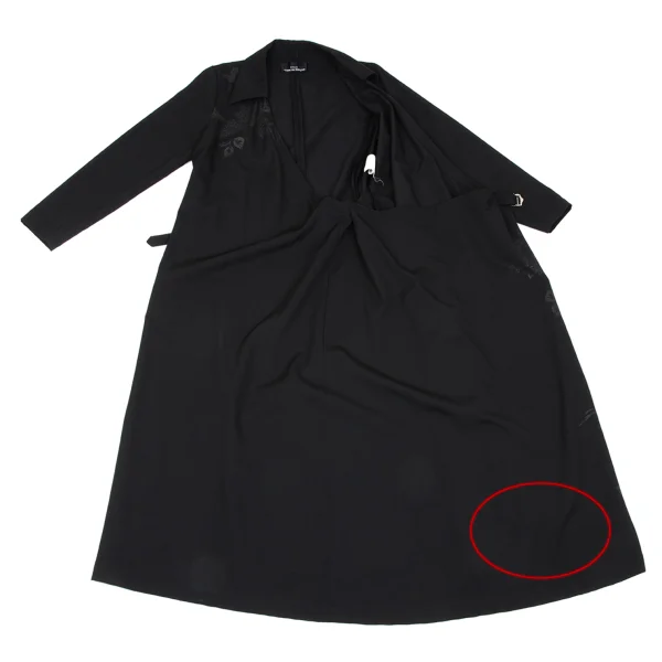 tricot COMME des GARCONS Wool Gabardine Botanical Print Belted Dres K-167015_009