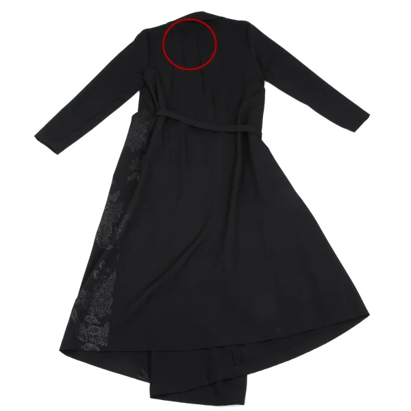 tricot COMME des GARCONS Wool Gabardine Botanical Print Belted Dres K-167015_012