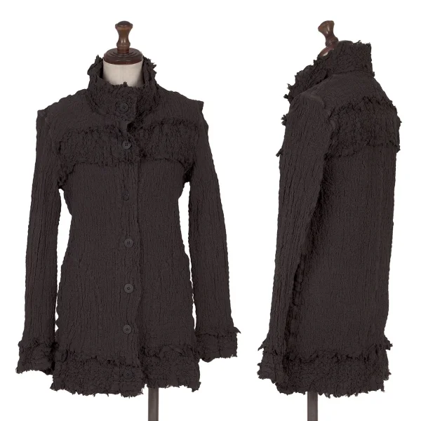 ISSEY MIYAKE me Frill Switching Cauliflower Jacket Charcoal F K-167019_001