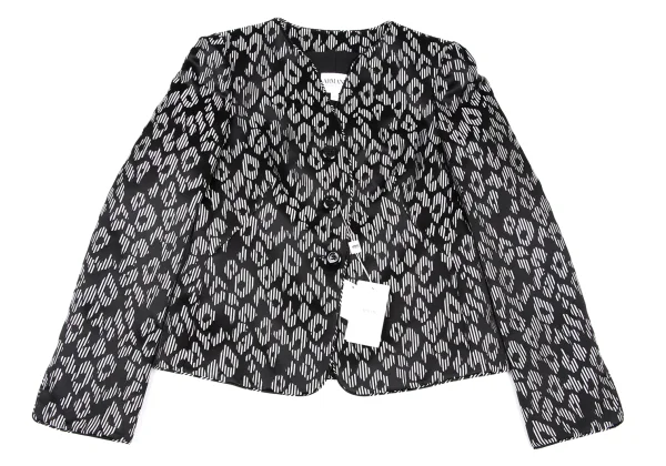 ARMANI COLLEZIONI Striped Leopard Jacquard Collarless Jacket K-167022_002