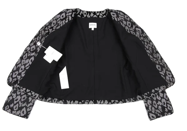 ARMANI COLLEZIONI Striped Leopard Jacquard Collarless Jacket K-167022_008