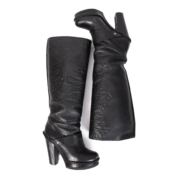 Jean Paul GAULTIER Dragon Emboss Leather Long Boots K-167034_002