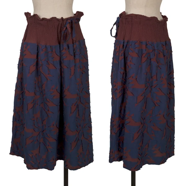 ISSEY MIYAKE me Cauliflower Switching Geometric Patch Skirt Brown,Navy Free K-167040_001