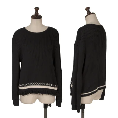 ISSEY MIYAKE HaaT Cotton Hem Fringe Knit Top