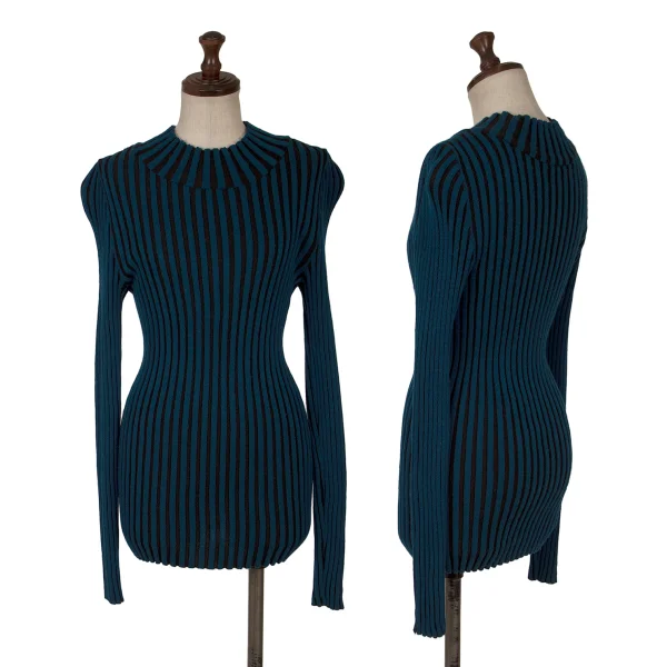 ISSEY MIYAKE Wool Rib Knit Blue,Black 2 K-167049_001