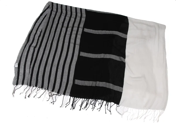 ISSEY MIYAKE Silk Striped Weave Fringe Stole K-167057_002