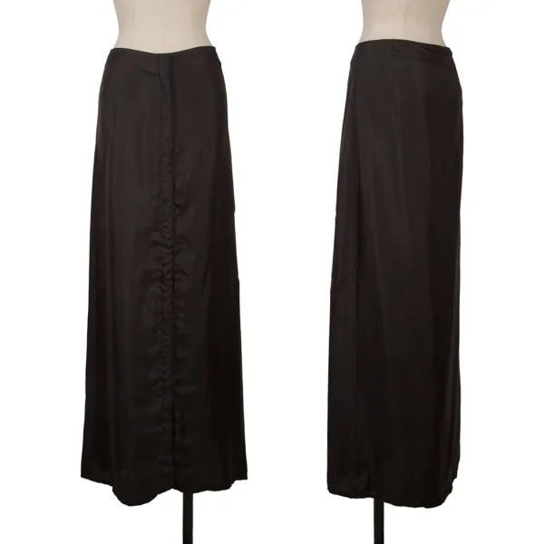 ANN DEMEULEMEESTER Silk Many Button Design Wrap Skirt Black 42 K-167067_001