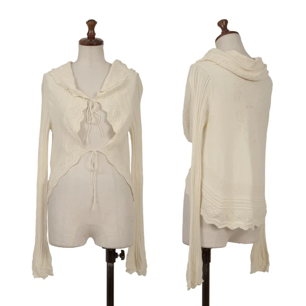 Jean Paul GAULTIER Lace up Cardigan Ivory 40 K-167071_001
