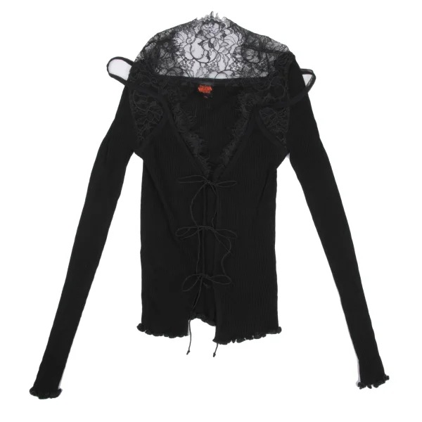 Jean Paul GAULTIER Lace Switching Rib Cardigan K-167072_002