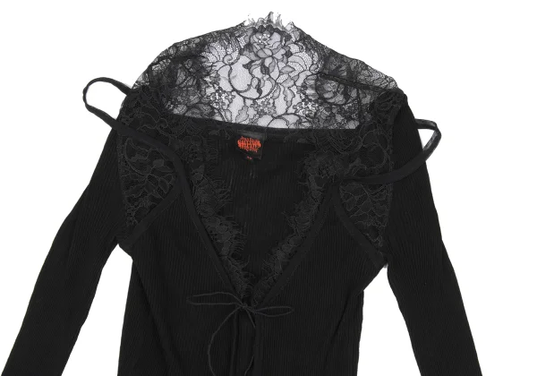 Jean Paul GAULTIER Lace Switching Rib Cardigan K-167072_003