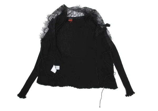 Jean Paul GAULTIER Lace Switching Rib Cardigan K-167072_011