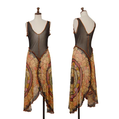Jean Paul GAULTIER Floral Printed Mesh Sleeveless Dress