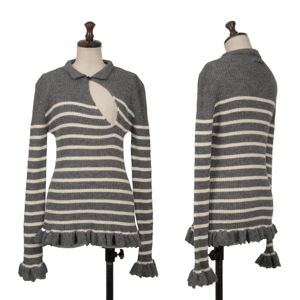 Unbranded Striped Skipper Flare Knit Grey,White S-M K-167075_001