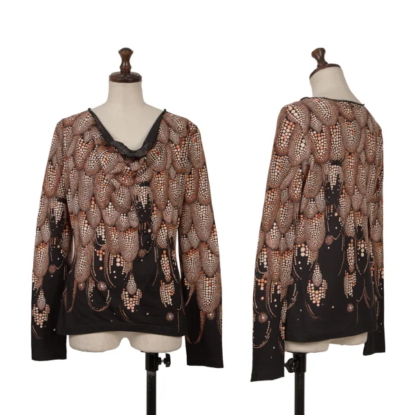 Jean Paul GAULTIER FEMME Cotton Scale Printed Draped Neck Black,Orange 40 K-167079_001