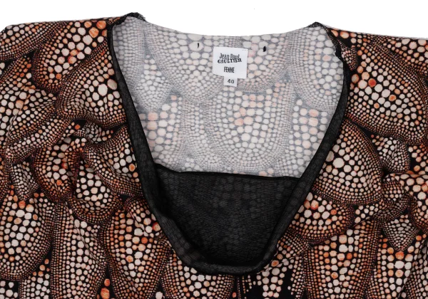 Jean Paul GAULTIER FEMME Cotton Scale Printed Draped Neck K-167079_004