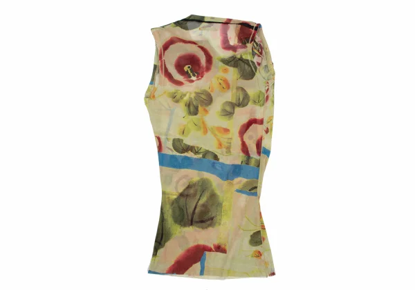 Jean Paul GAULTIER FEMME Floral Watercolor Printed Mesh Sleeveless Tunic K-167080_011