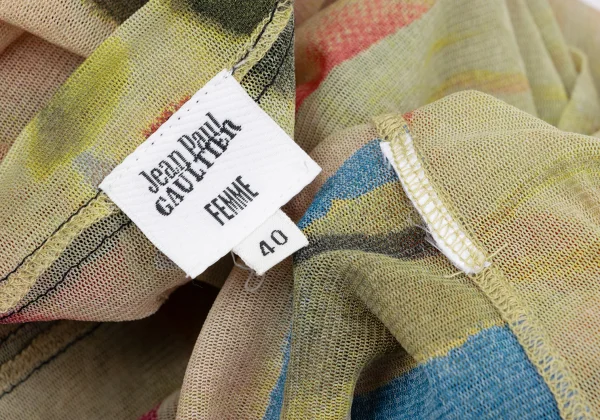 Jean Paul GAULTIER FEMME Floral Watercolor Printed Mesh Sleeveless Tunic K-167080_016